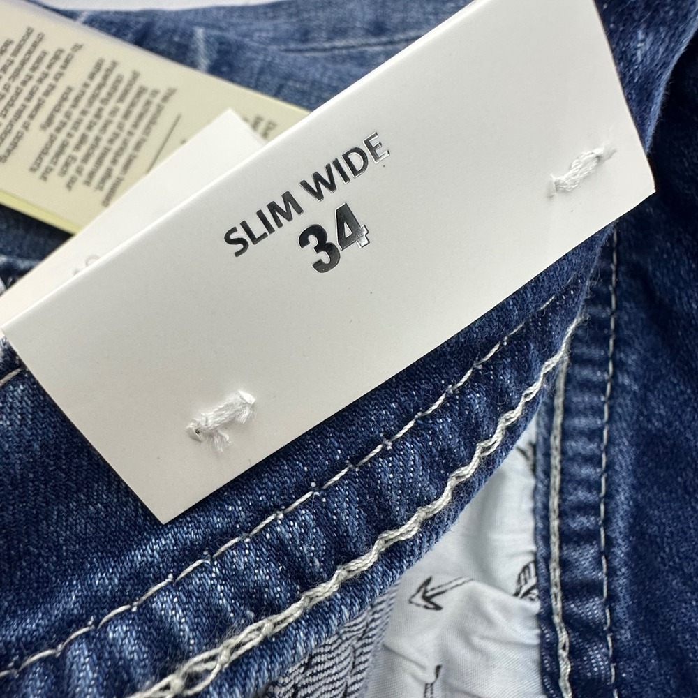 Miss Me Mid Rise Slim Wide Jeans W34 L30 Y2K Bling Thick‎ Stitch Bootcut NWT - Picture 11 of 16